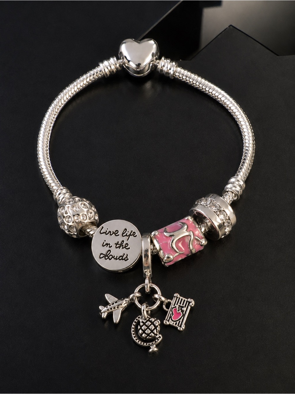 14 Pink Travel Charm Bracelet āļøš